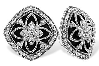 B319-24808: DIA & ONYX EARRINGS .38 TW
