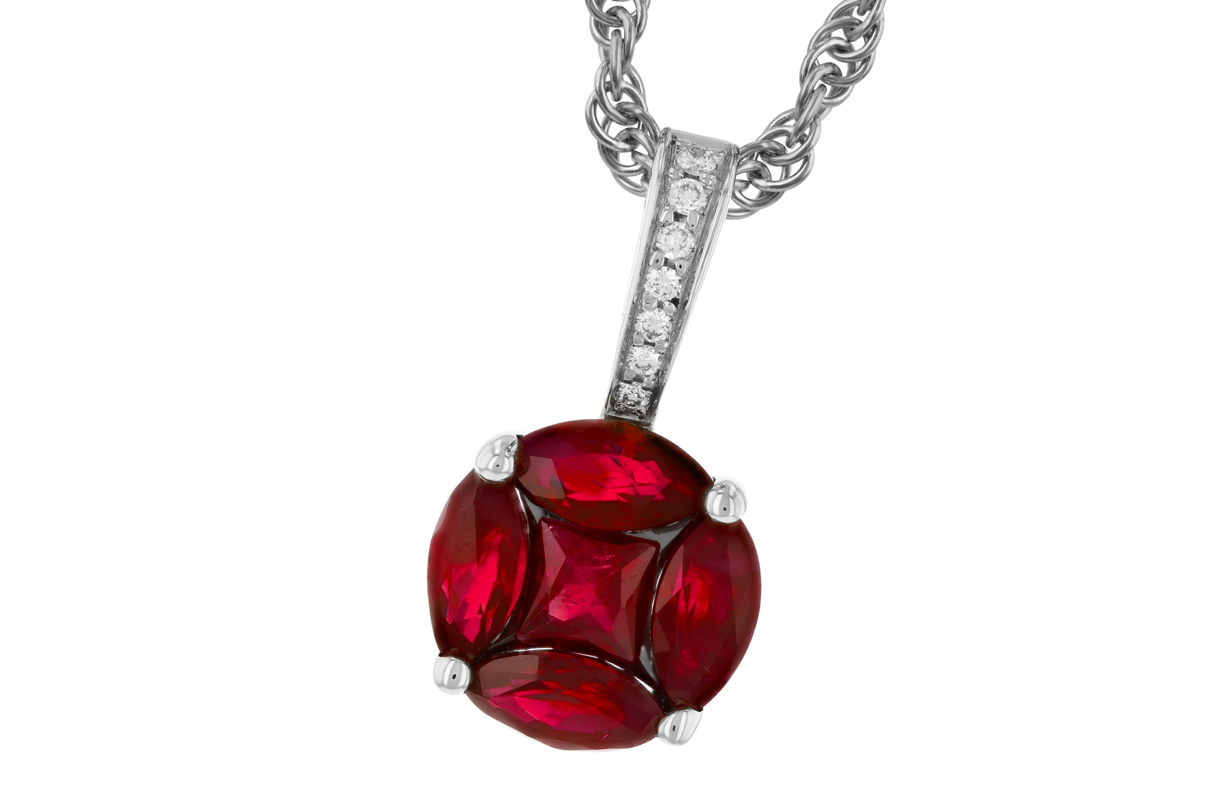 B321-00262: NECKLACE .80 RUBY .82 TW