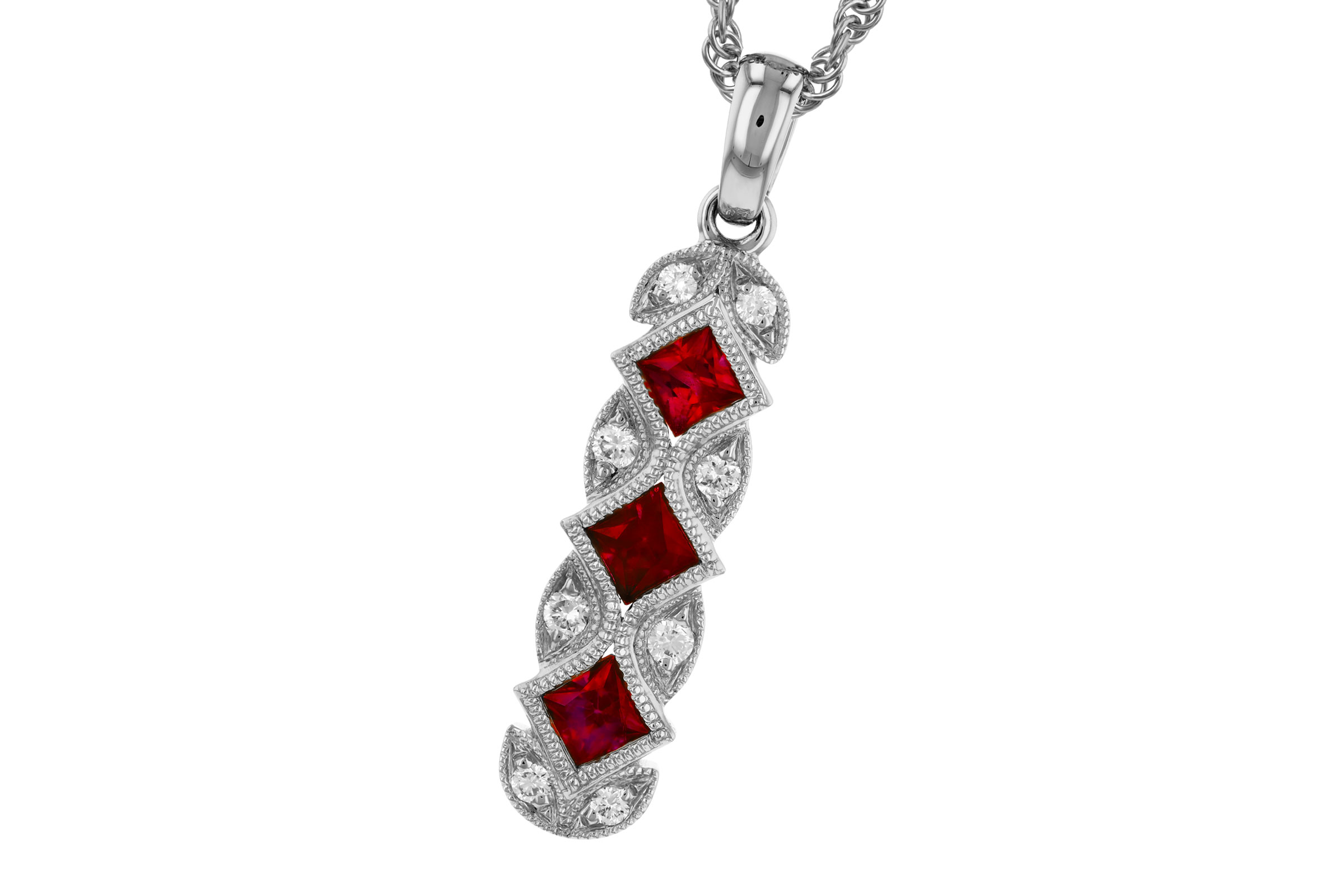 G321-01134: NECKLACE .55 TW RUBY .64 TGW