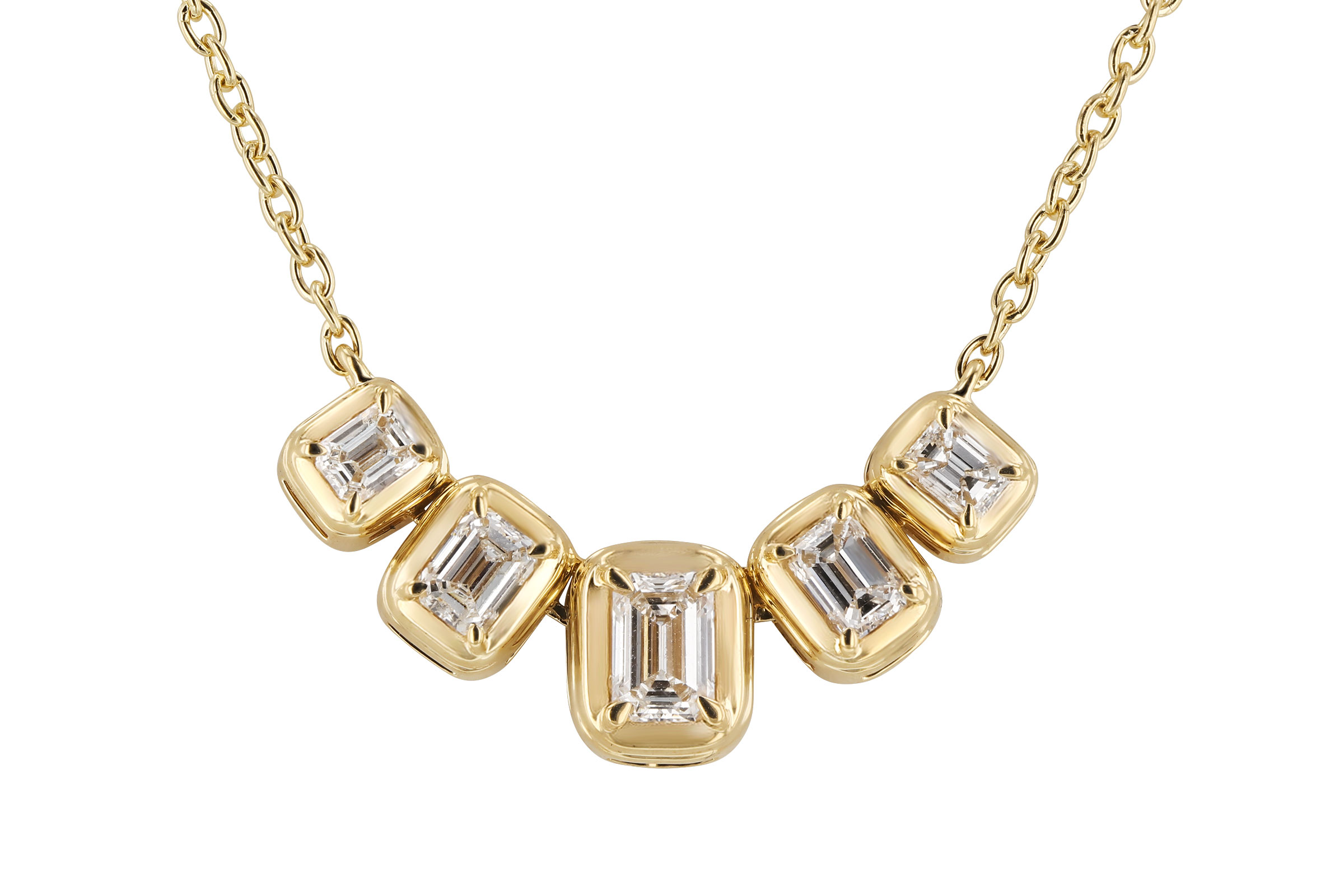 G321-02925: NECKLACE .87 TW EMERALD CUT DIA (18")