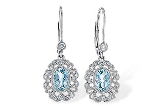 M320-10234: EARRINGS .75 TW AQUA .92 TGW (7x5MM AQUA)